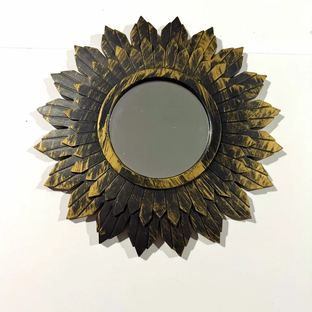 Bronze Sunburst Wall Mirror Set - Decorative Home Wall Decor